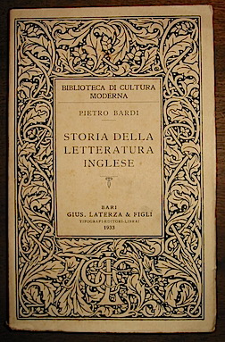 Pietro Bardi Storia della letteratura inglese 1933 Bari Gius. Laterza & Figli